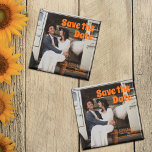 Aimant Modern Vintage Retro Bold Typography Photo Wedding<br><div class="desc">Modern Vintage Retro Bold Typography Photo Wedding Save The Date magnet. Fun,  nostalgic,  vintage style photo wedding save the date. Perfect for unique,  fun,  and quirky couples planning a simple wedding or forest wedding. Bold retro font typography.  Custom inquires: info@pgcodesigns.com</div>