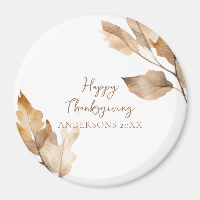 Aimant Modern Watercolor Leaf Thanksgiving (Devant)