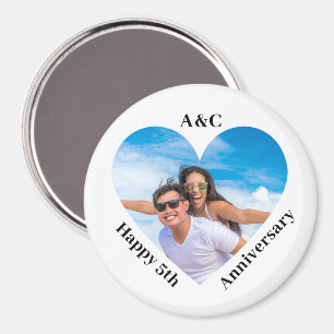 Aimant Moderne 5e anniversaire Couple Keepsaké Coeur