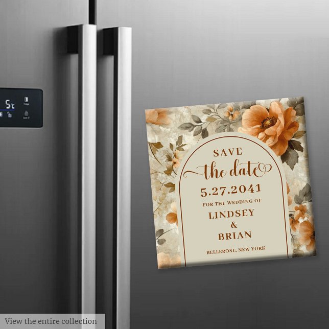 Aimant Moderne Bohème Florale Ivoire Terre de Sureau Save (Modern Boho Earthy Ivory Sage Floral Save the Date)