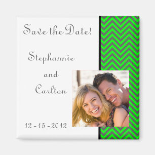 Aimant moderne Chevron Neon vert/gris Faire-part