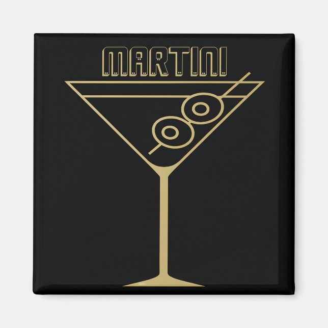 Aimant Moderne de milieu de siècle Or 2 Martini aux olive (Devant)