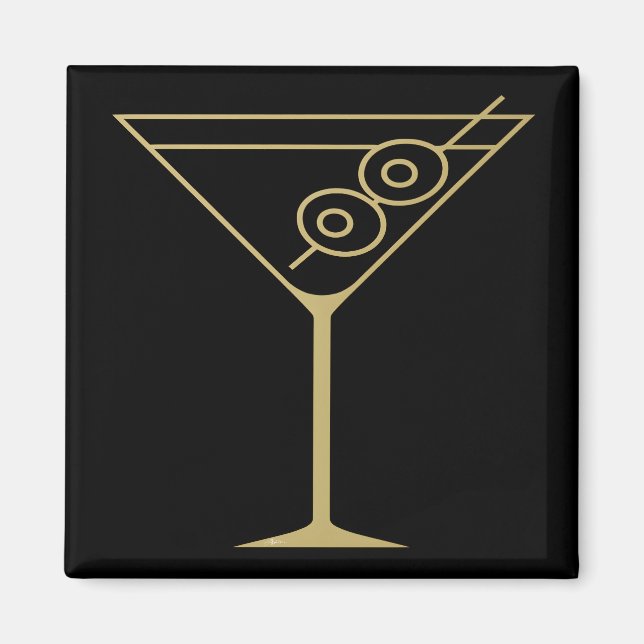 Aimant Moderne de milieu de siècle Or 2 Martini olive (Devant)