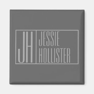 Aimant Moderne, gris sur gris foncé, logo initiales et no