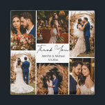Aimant moderne merci 6 photos collage mariage<br><div class="desc">élégant merci six photos collage mariage aimant</div>