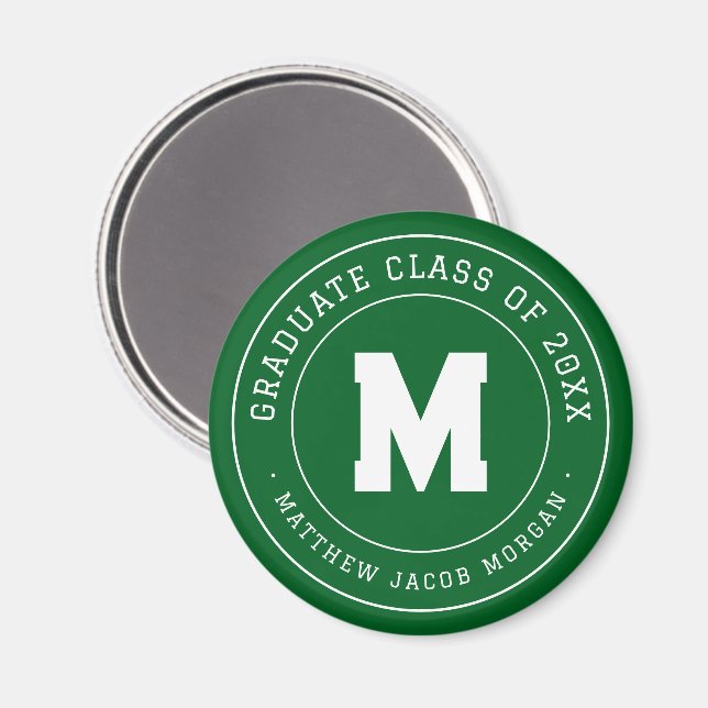 Aimant Moderne Monogramme Diplômé Promotion 20XX Sur Mesu (Recto/Verso)