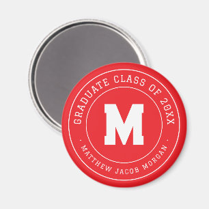 Aimant Moderne Monogramme Diplômé Promotion 20XX Sur Mesu
