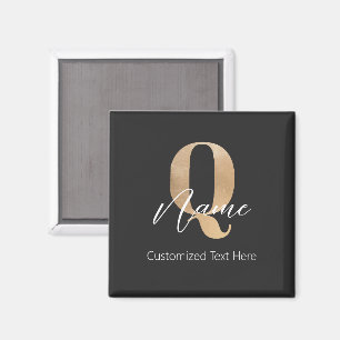 Aimant Moderne Monogramme Initial Q & Nom Personnel