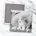 Aimant Moderne Rustique Simple Personnalisé Photo Pet<br><div class="desc">Ce design simple et classique est composé d'une typographie cursive ludique et d'ajouter une photo personnalisée de votre animal de compagnie.</div>