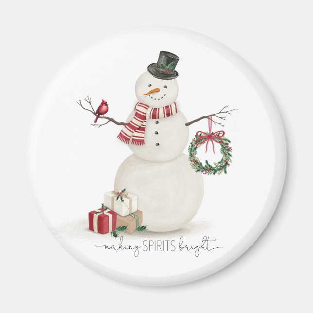 Aimant Moderne vintage Holiday snowman (Devant)