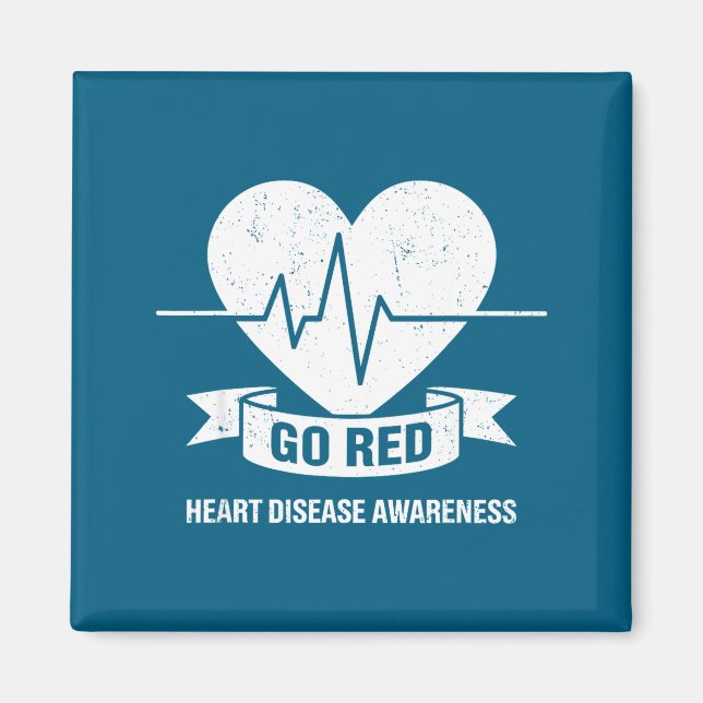 Aimant Mois américain de la maladie cardiaque Go Red For  (Devant)