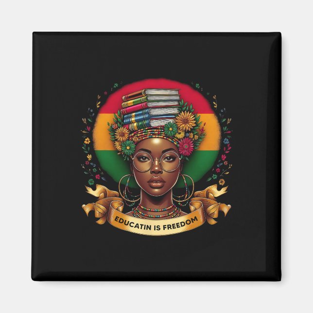 Aimant Mois de l'histoire des Noirs Éducation est la libe (Devant)
