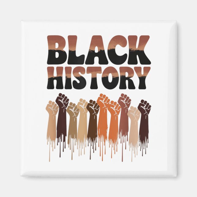 Aimant Mois de l'histoire des Noirs Mains Symbole Afro Mo (Devant)