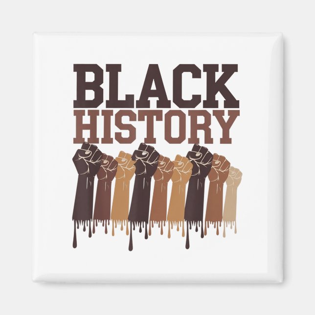 Aimant Mois de l'histoire des Noirs Mains Symbole Afro Mo (Devant)
