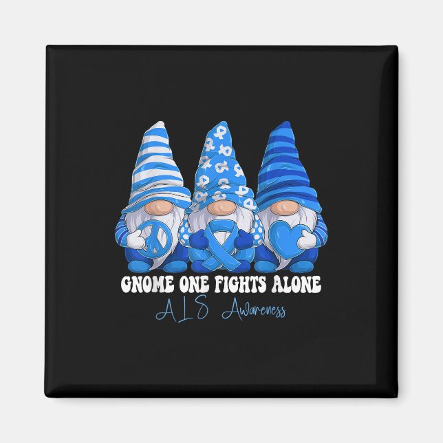 Aimant Mois de sensibilisation Als Bleu Ruban Gnomes Sout (Devant)