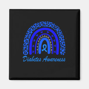 Aimant Mois de sensibilisation au diabète Leopard Rainbow