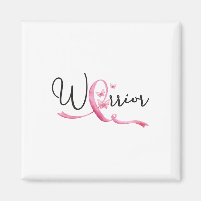 Aimant Mois du cancer du sein Papillons rose Ruban femmes (Devant)