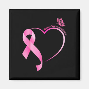 Aimant Mois du cancer du sein ruban rose cœur fort