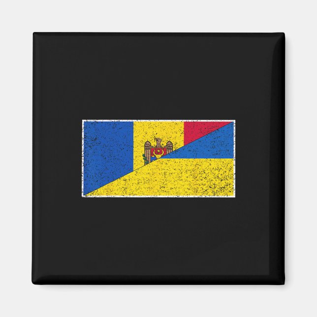 Aimant Moldavie Drapeau Ukraine Moldave Fierté Ukrainienn (Devant)