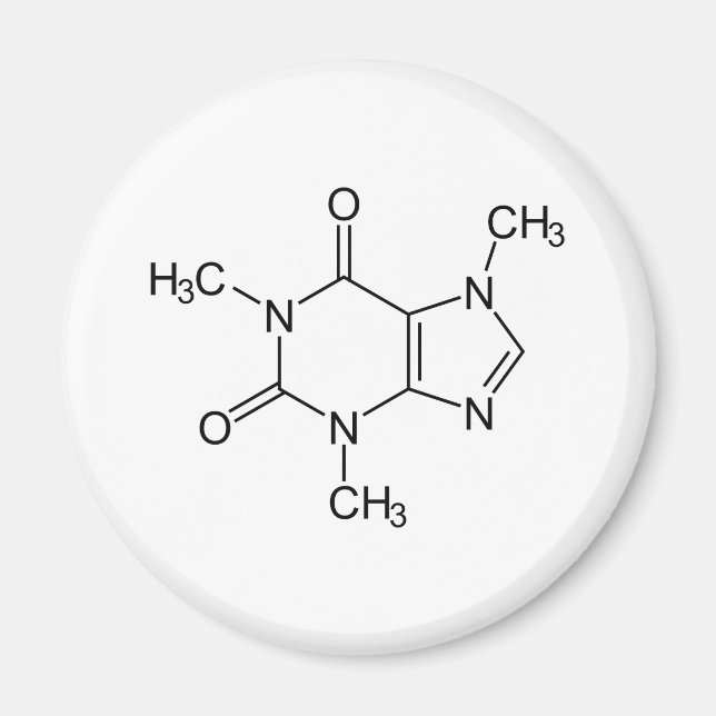 Aimant Molécule de caféine Chimie Café Atomes (Devant)