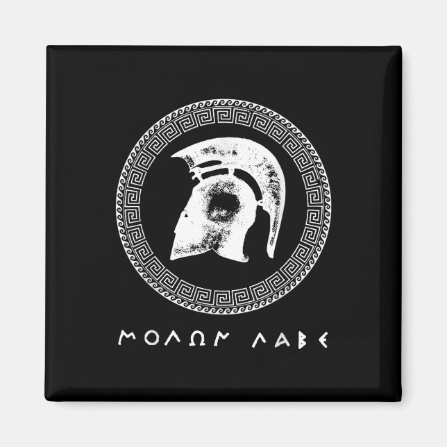 Aimant Molon Labe Casque de guerrier spartiate Ancien Wa  (Devant)