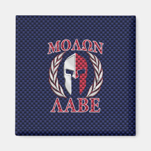 Aimant Molon Labe Guerrier Masque bleu fibre de carbone I