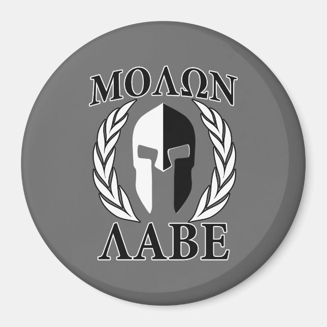 Aimant Molon Labe Spartan Mask Armor Laurels Monochrome (Devant)