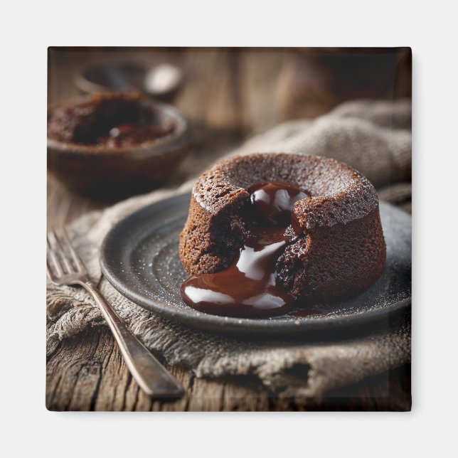 Aimant Molten Chocolate Lava Dessert Art (Devant)