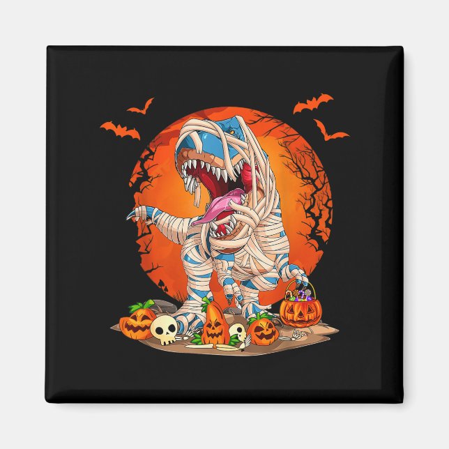 Aimant Momie de dinosaure T Rex Citrouille squelette enfa (Devant)