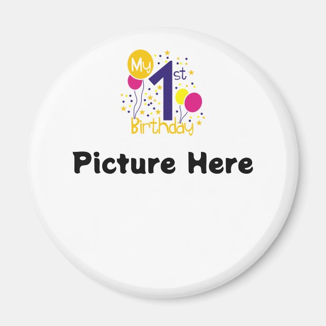 Aimant Mon 1er anniversaire (Ajouter une photo) (Devant)