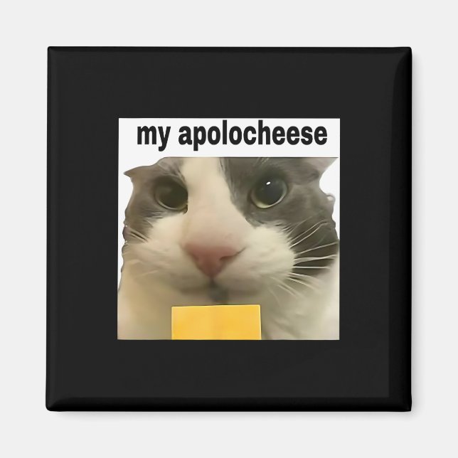 Aimant Mon Apolocheese Mème de Chat Drôle Brainrot Humour (Devant)
