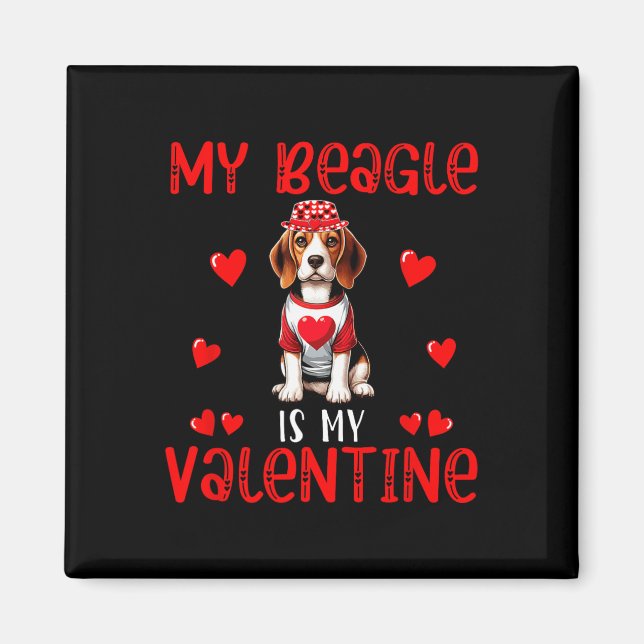 Aimant Mon Beagle est mon costume de la Saint-Valentin à  (Devant)