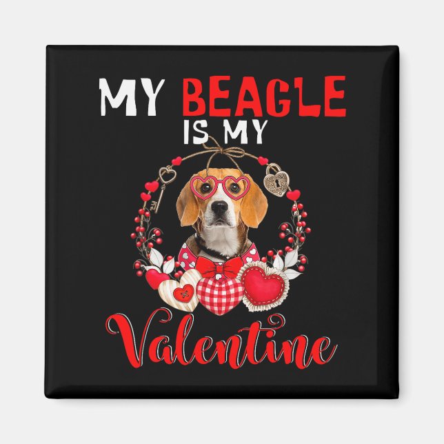 Aimant Mon Beagle est mon Valentin Amoureux de chien drôl (Devant)