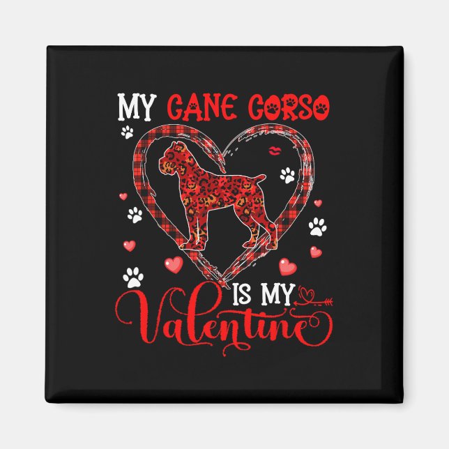 Aimant Mon Cane Corso est mon léopard valentin en mignon  (Devant)