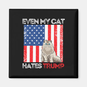 Aimant Mon chat déteste Trump contre Trump American Flag