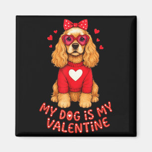 Aimant Mon chien est mon Saint-Valentin American Er Spani
