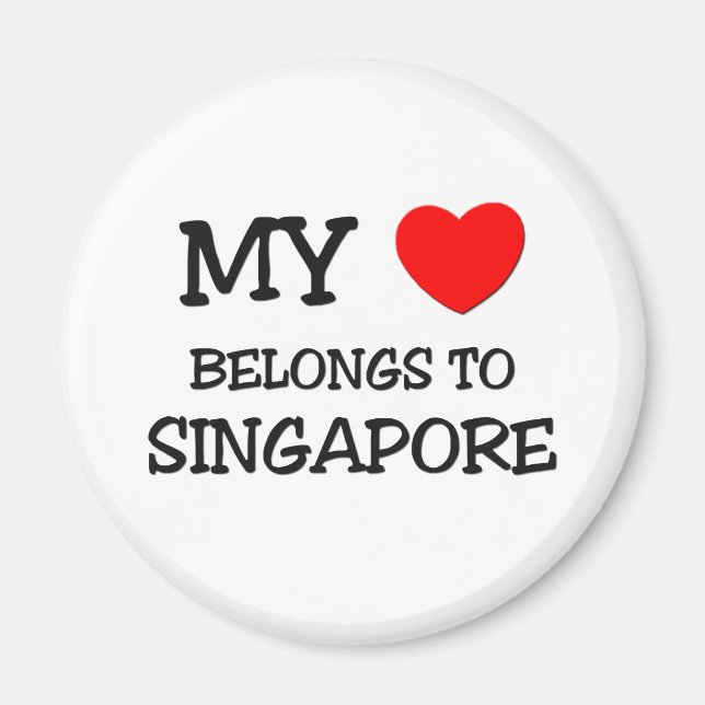 Aimant Mon coeur appartient à SINGAPOUR (Devant)