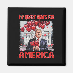 Aimant Mon cœur bat pour l'Amérique Trump Saint-Valentin 