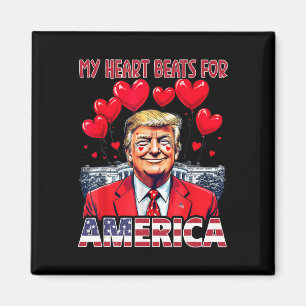 Aimant Mon coeur bat pour l'Amérique Trump Saint-Valentin
