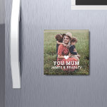 Aimant MON COEUR T'AIME Fête des MÈRES<br><div class="desc">Le Magnet de la Fête des Mères mignonne HEART LOVE YOU MUM présente votre photo préférée avec le texte "(coeur d'amour) you Mum" en écriture blanche moderne avec vos noms ci-dessous. Personnalisez en modifiant le texte dans la zone de texte fournie et en ajoutant votre propre image. Conçu par ©2022...</div>