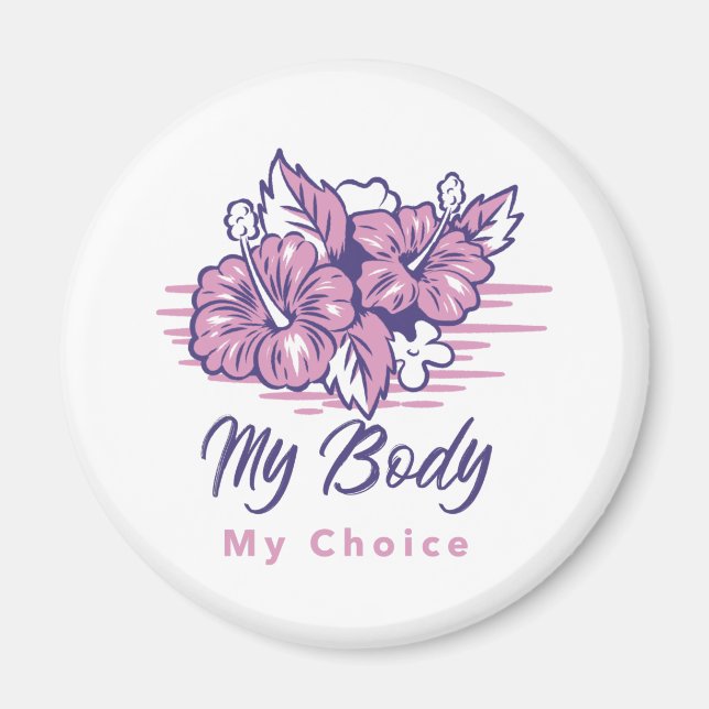 Aimant Mon corps Mon choix Violet Floral Illustration (Devant)