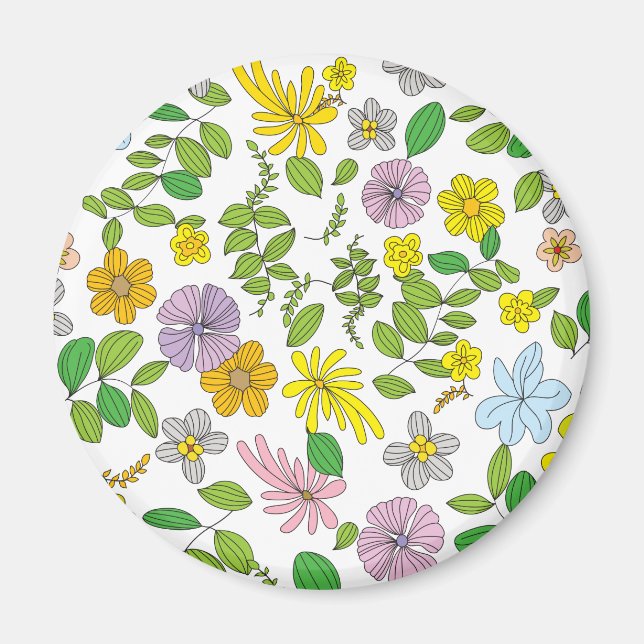 Aimant Mon design de fleurs (Devant)