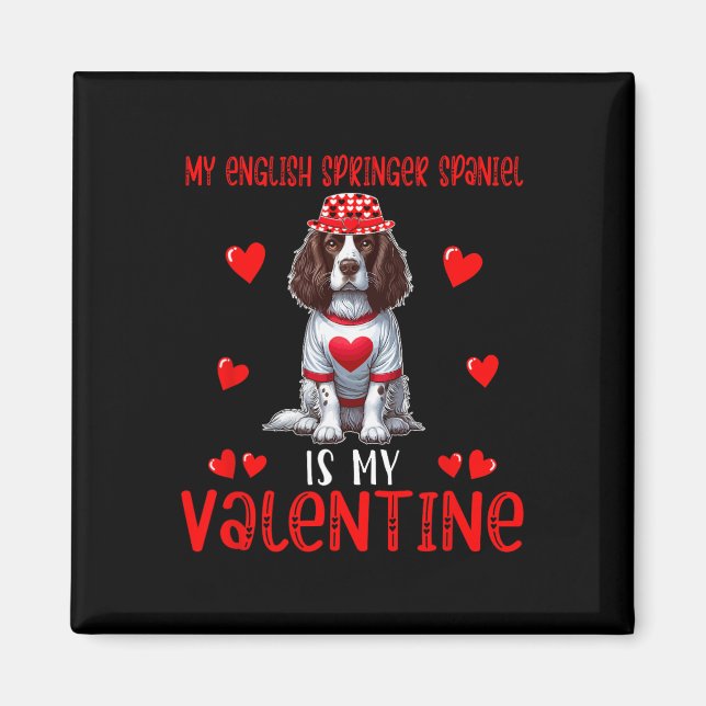 Aimant Mon Espagnol Springer Anglais Est Mon Coeur Valent (Devant)