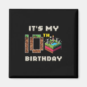 Aimant Mon jeu pixel de 10 ans d'anniversaire 10 Gâteau G