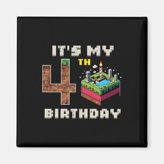 Aimant Mon jeu vidéo pixelisé pour gâteau d'anniversaire  (Devant)