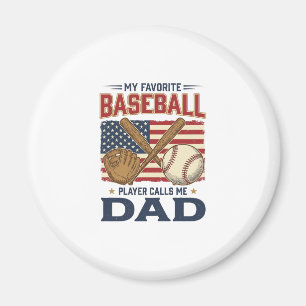 Aimant Mon joueur de baseball préféré m'appelle papa Vint