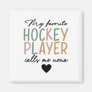 Aimant Mon joueur de hockey préféré m'appelle Nona Vintag