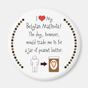 Aimant Mon Malinois belge aime le beurre d'arachide