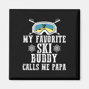 Aimant Mon meilleur compagnon de ski m'appelle Papa Drôle