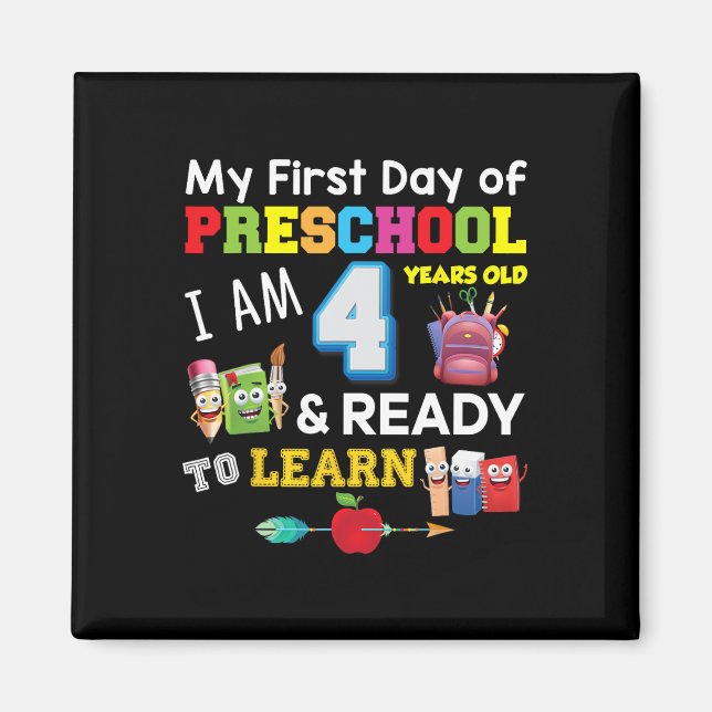 Aimant Mon premier jour de maternelle J'ai 4 ans et Rea (Devant)